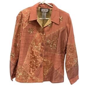 Indigo Moon Lace Overlay Jacket Mauve Indie Boho Art To Wear Fairy Grunge XS